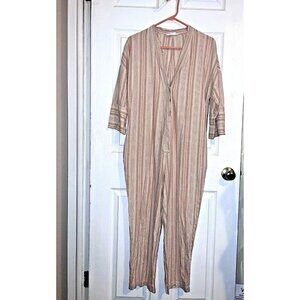 NATIVE YOUTH Linen Cotton Blend Stripes Button Front Jumpsuit Sz S
